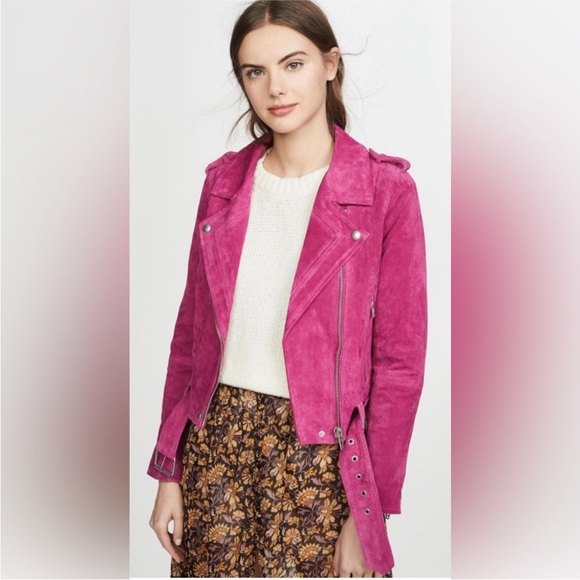 Blank NYC Magenta Suede Leather Jacket - Picture 2 of 12